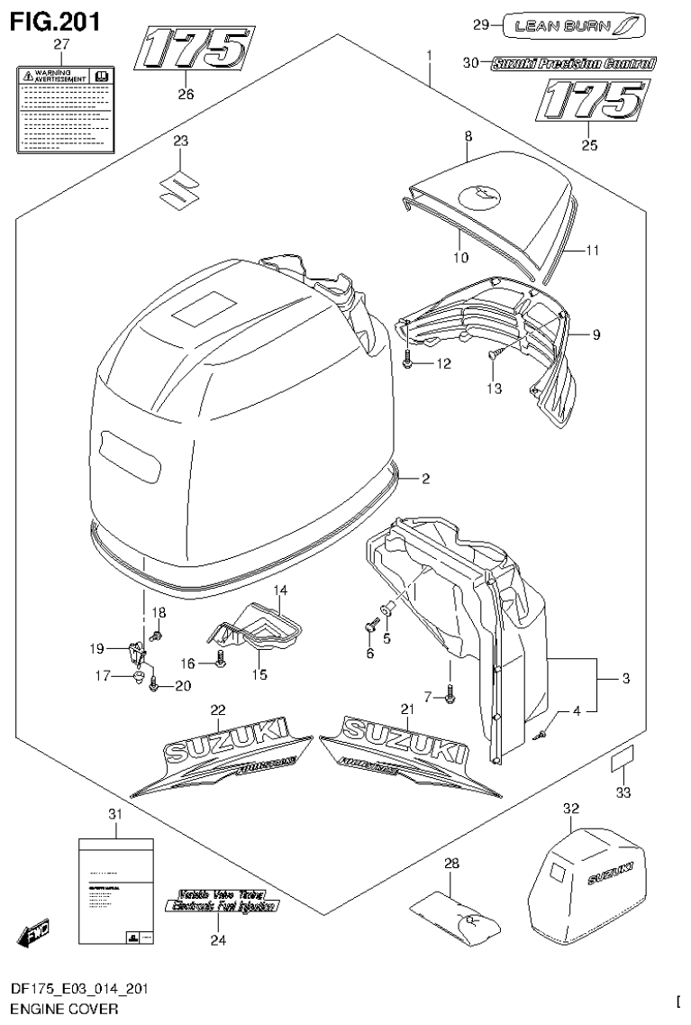 Suzuki DF175ZG ENGINE COVER (FOR Y5S) (DF175ZG E03) parts diagram